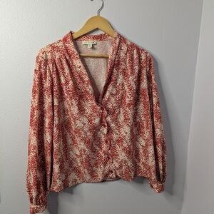 Topshop Red‎ and White Blouse